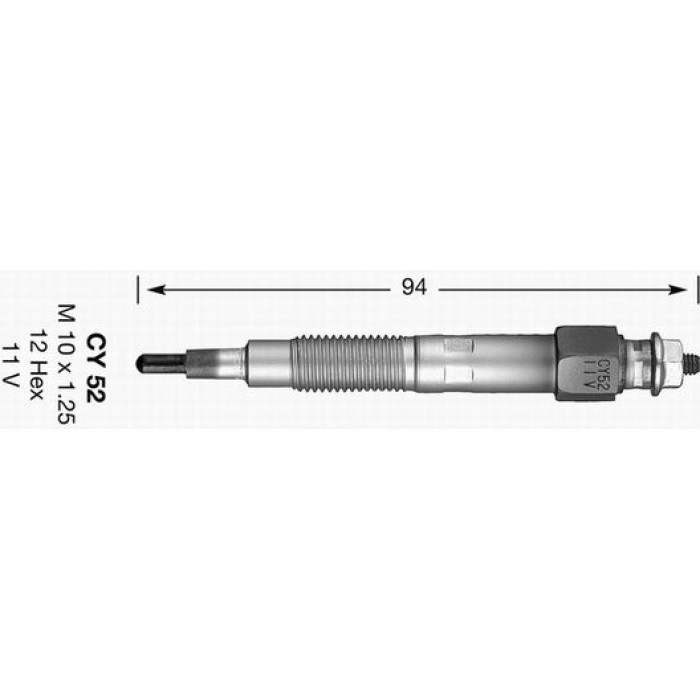 3017 NGK Glühkerze CY52 3017 – 11 V, M10 x 1,25 - l 3017 NGK Glühkerze CY52 3017 – 11 V, M10 x 1,25 - l