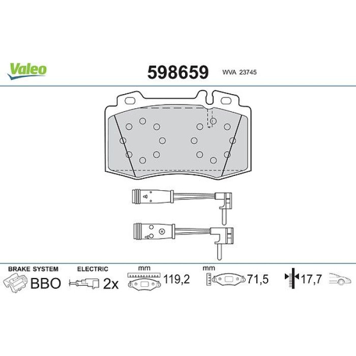 Valeo Bremsbelagsatz 598659 Valeo Bremsbelagsatz 598659