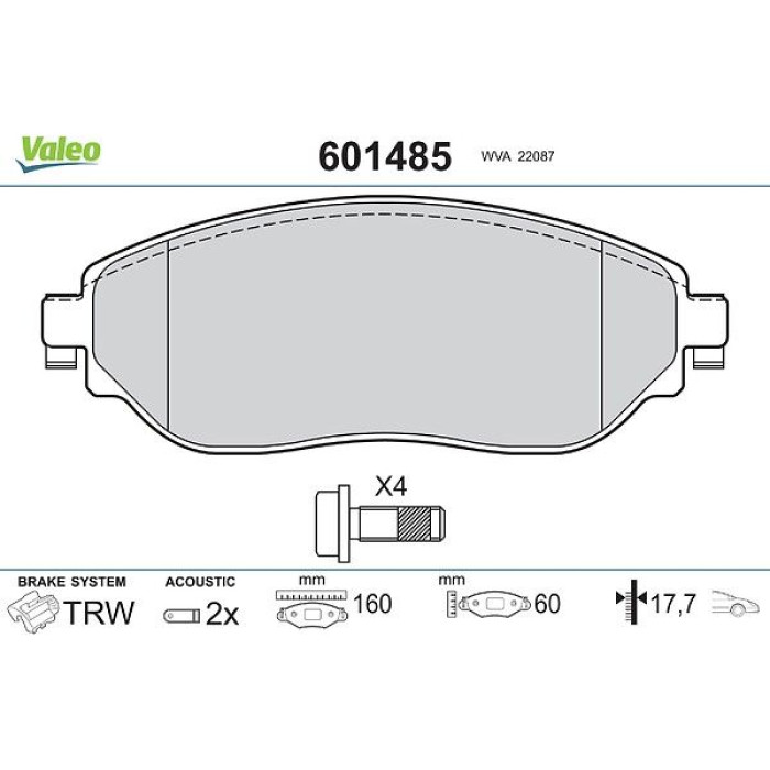 Valeo Bremsbelagsatz 601485 Valeo Bremsbelagsatz 601485