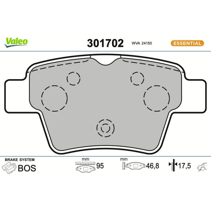 301702 Valeo Bremsbelagsatz 301702 301702 Valeo Bremsbelagsatz 301702
