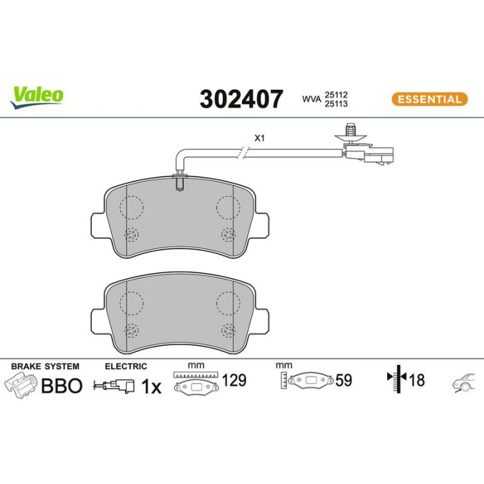 302407 Valeo Bremsbelagsatz 302407 302407 Valeo Bremsbelagsatz 302407