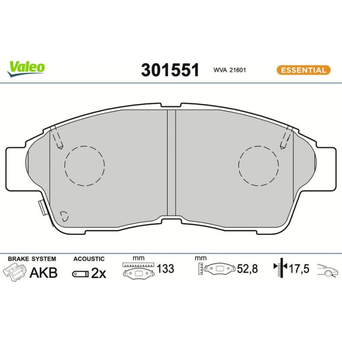 301551 Valeo Bremsbelagsatz 301551 301551 Valeo Bremsbelagsatz 301551