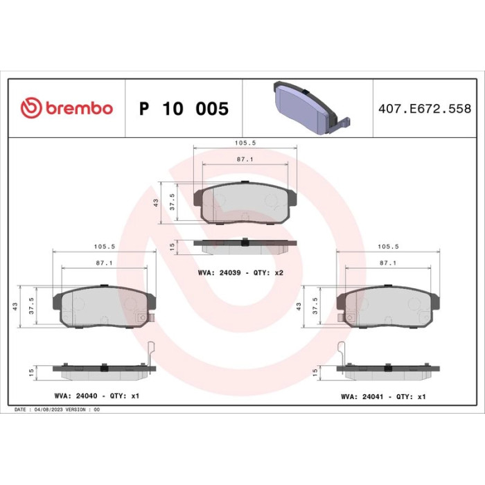 BREMBO Bremsklötze HA P 10 005 BREMBO Bremsklötze HA P 10 005