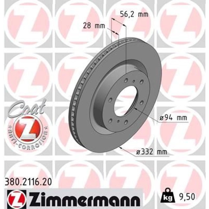Zimmermann Bremsscheibe 380.2116.20 Zimmermann Bremsscheibe 380.2116.20
