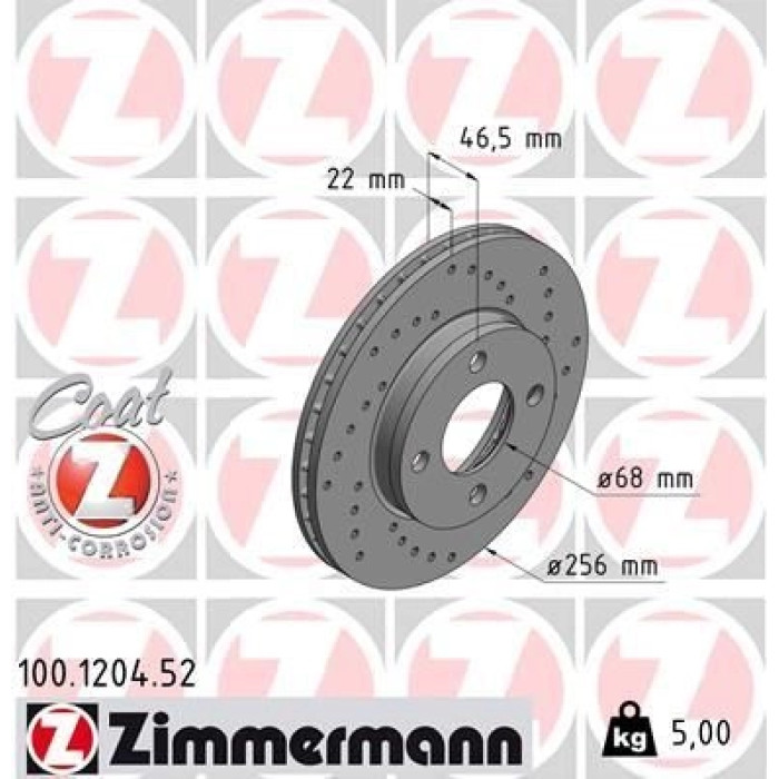 Zimmermann 12 481 005 Sport Bremsscheibe Vorderachse Sport 100.1204.52 Zimmermann 12 481 005 Sport Bremsscheibe Vorderachse Sport 100.1204.52