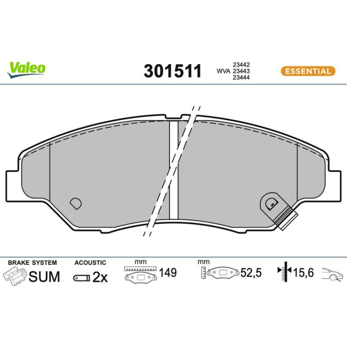 Valeo Bremsbelagsatz 301511 Valeo Bremsbelagsatz 301511