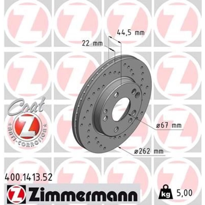 Zimmermann 15 481 012 Sport Bremsscheibe Vorderachse Sport 400.1413.52