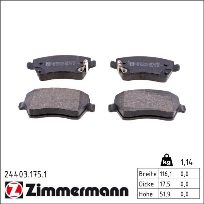 ZIMMERMANN Bremsbeläge 24403.175.1 ZIMMERMANN Bremsbeläge 24403.175.1
