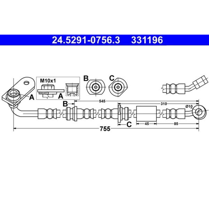 ATE Bremsschlauch 24.5291-0756.3 ATE Bremsschlauch 24.5291-0756.3
