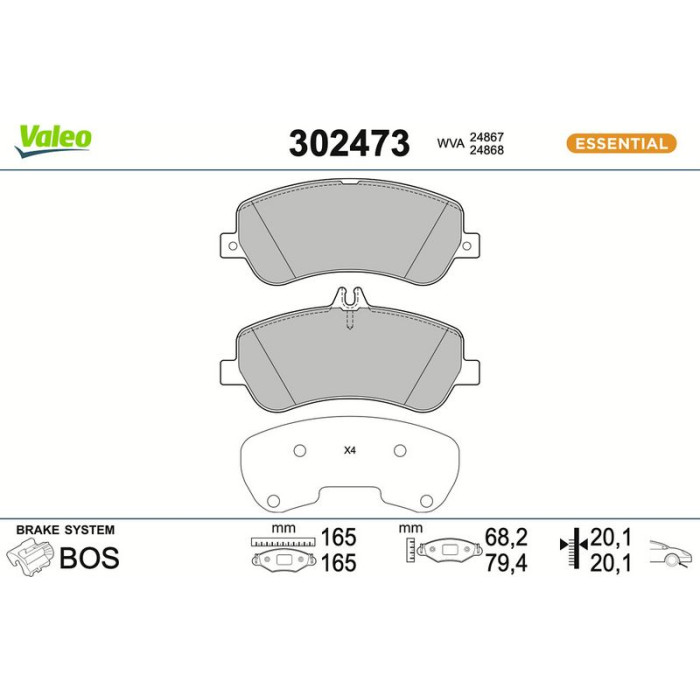 Valeo Bremsbelagsatz 302473 Valeo Bremsbelagsatz 302473