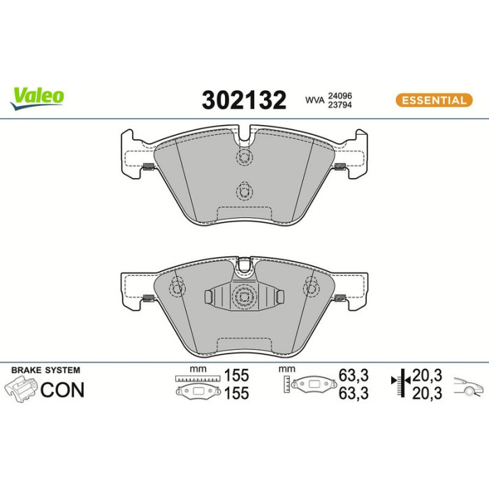 Valeo Bremsbelagsatz 302132 Valeo Bremsbelagsatz 302132