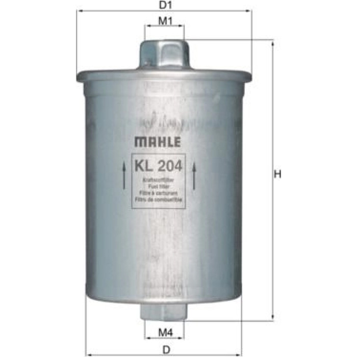 KL 204 MAHLE Kraftstofffilter KL 204, Leitungsfilter, Höhe 130 mm – u. a. für VW Caddy I (14), VW Golf I Cabriolet (155), VW Scirocco (53B) – OE Nummer 431133511D - l KL 204 MAHLE Kraftstofffilter KL 204, Leitungsfilter, Höhe 130 mm – u. a. für VW Caddy I (14), VW Golf I Cabriolet (155), VW Scirocco (53B) – OE Nummer 431133511D - l