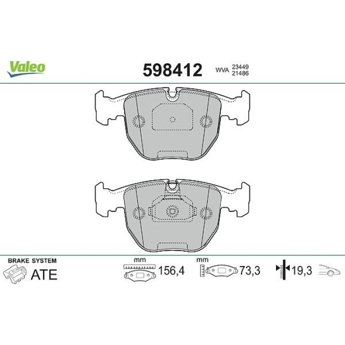 Valeo Bremsbelagsatz 598412 Valeo Bremsbelagsatz 598412