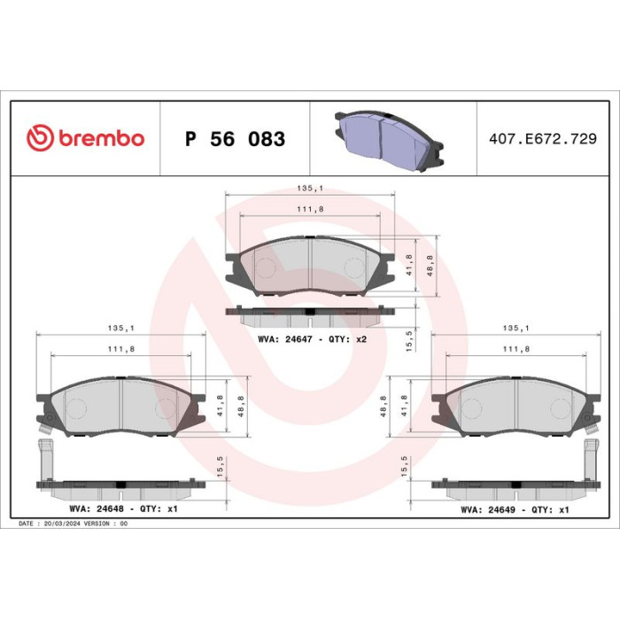 BREMBO Bremsklötze VA P 56 083 BREMBO Bremsklötze VA P 56 083
