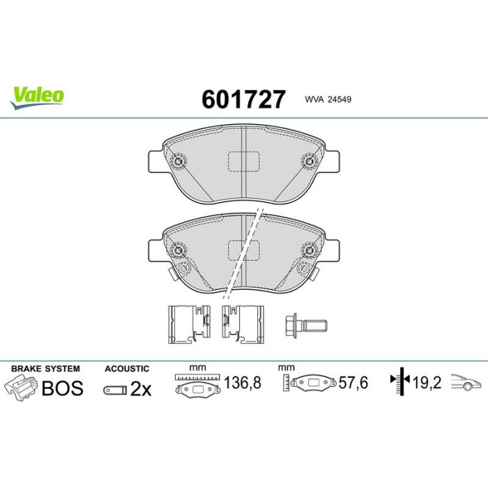 Valeo Bremsbelagsatz 601727 Valeo Bremsbelagsatz 601727