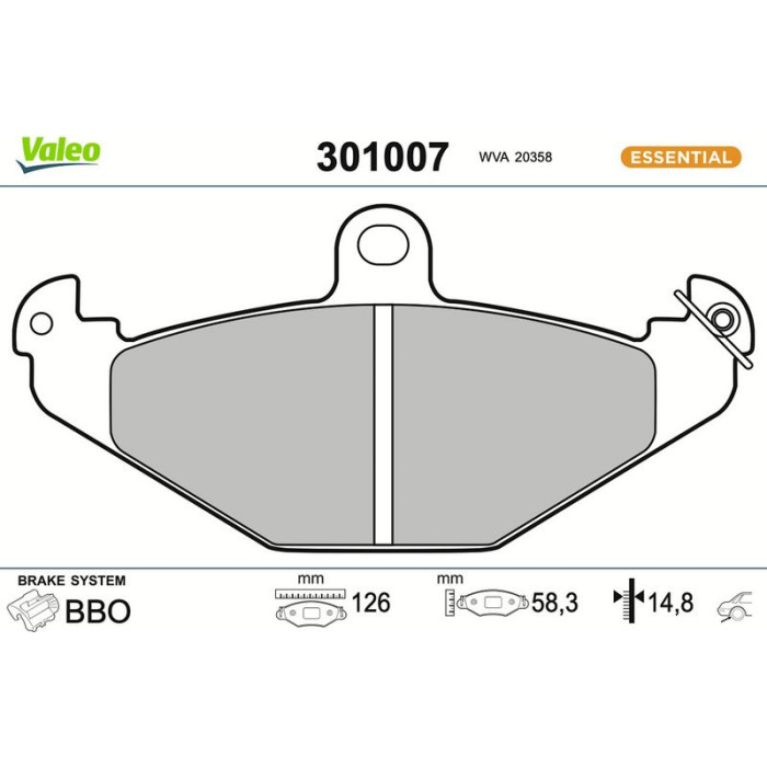 301007 Valeo Bremsbelagsatz 301007 301007 Valeo Bremsbelagsatz 301007
