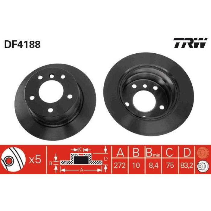 TRW Bremsscheibe BMW Z3 DF4188 TRW Bremsscheibe BMW Z3 DF4188