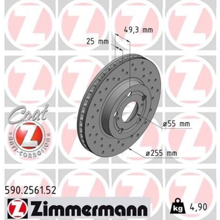 Zimmermann 82 481 079 Sport Bremsscheibe Vorderachse Sport O 590.2561.52 Zimmermann 82 481 079 Sport Bremsscheibe Vorderachse Sport O 590.2561.52