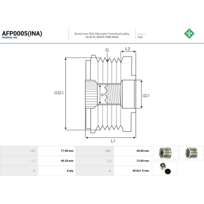 AFP0005(INA) AUTOSTARTER Lichtmaschinenfreilauf AFP0005(INA) AFP0005(INA) AUTOSTARTER Lichtmaschinenfreilauf AFP0005(INA)