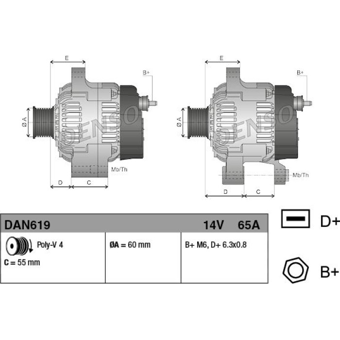 Denso Lichtmaschine DAN619 Denso Lichtmaschine DAN619