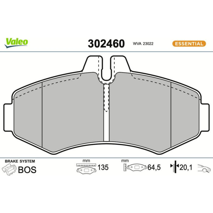 302460 Valeo Bremsbelagsatz 302460 302460 Valeo Bremsbelagsatz 302460