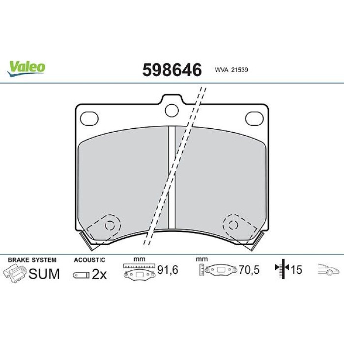 Valeo Bremsbelagsatz 598646 Valeo Bremsbelagsatz 598646
