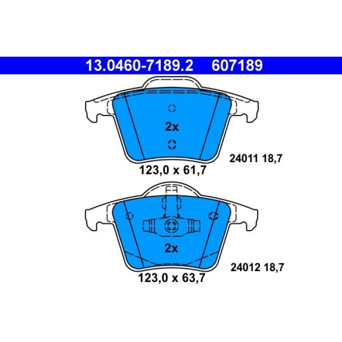 ATE Bremsbelagsatz Volvo Hinterachse Xc 90 2, 5-4, 5 02-14 13.0460-7189.2 ATE Bremsbelagsatz Volvo Hinterachse Xc 90 2, 5-4, 5 02-14 13.0460-7189.2