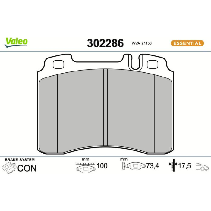Valeo Bremsbelagsatz 302286 Valeo Bremsbelagsatz 302286