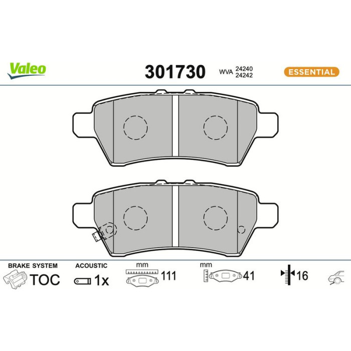 Valeo Bremsbelagsatz 301730 Valeo Bremsbelagsatz 301730