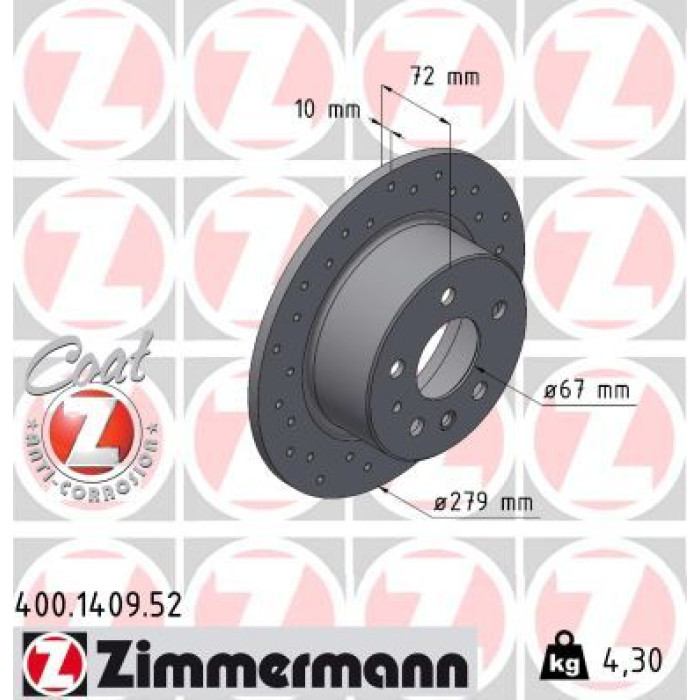 Zimmermann 15 482 001 Sport Bremsscheibe Hinterachse Sport 400.1409.52 Zimmermann 15 482 001 Sport Bremsscheibe Hinterachse Sport 400.1409.52