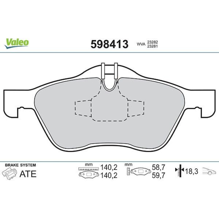 Valeo Bremsbelagsatz 598413 Valeo Bremsbelagsatz 598413