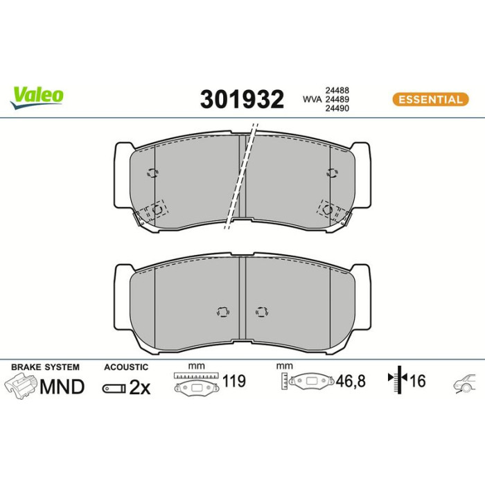 Valeo Bremsbelagsatz 301932 Valeo Bremsbelagsatz 301932