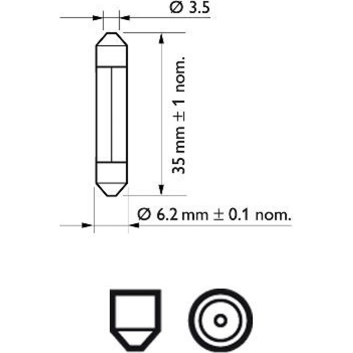 12848CP PHILIPS Soffittenlampe 12 V 3 W SV6, ohne ECE-Zulassung - 12848CP - l 12848CP PHILIPS Soffittenlampe 12 V 3 W SV6, ohne ECE-Zulassung - 12848CP - l