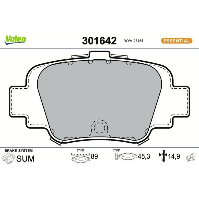 Valeo Bremsbelagsatz 301642 Valeo Bremsbelagsatz 301642