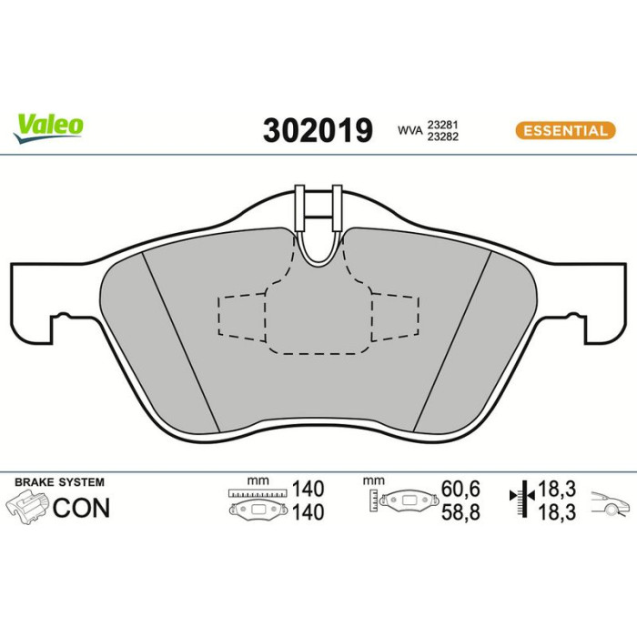 Valeo Bremsbelagsatz 302019 Valeo Bremsbelagsatz 302019