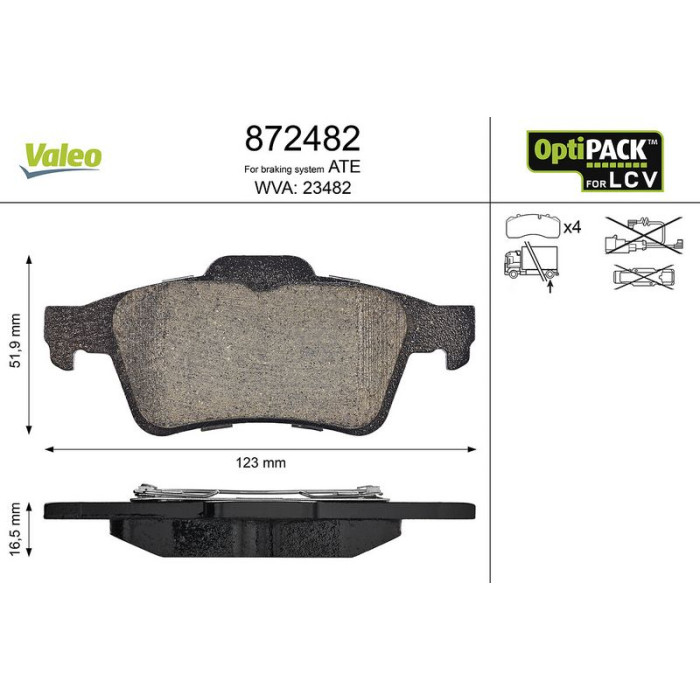 Valeo Bremsbelagsatz 872482 Valeo Bremsbelagsatz 872482