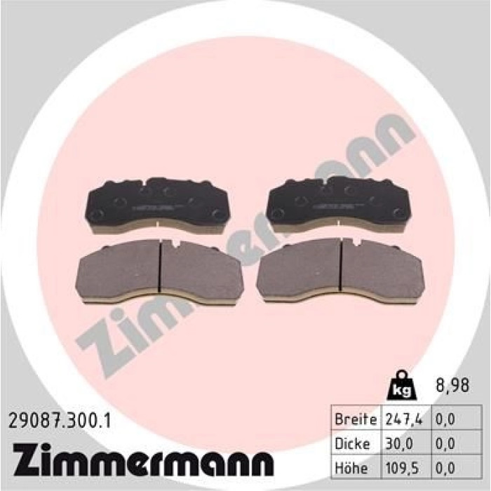 ZIMMERMANN Bremsbeläge 29087.300.1 ZIMMERMANN Bremsbeläge 29087.300.1