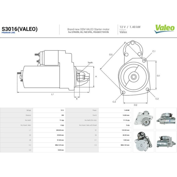 S3016(VALEO) AS-PL Anlasser (Starter) S3016(VALEO) S3016(VALEO) AS-PL Anlasser (Starter) S3016(VALEO)