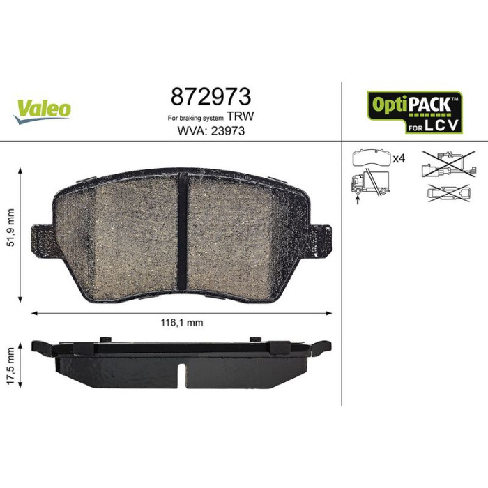 Valeo Bremsbelagsatz 872973 Valeo Bremsbelagsatz 872973