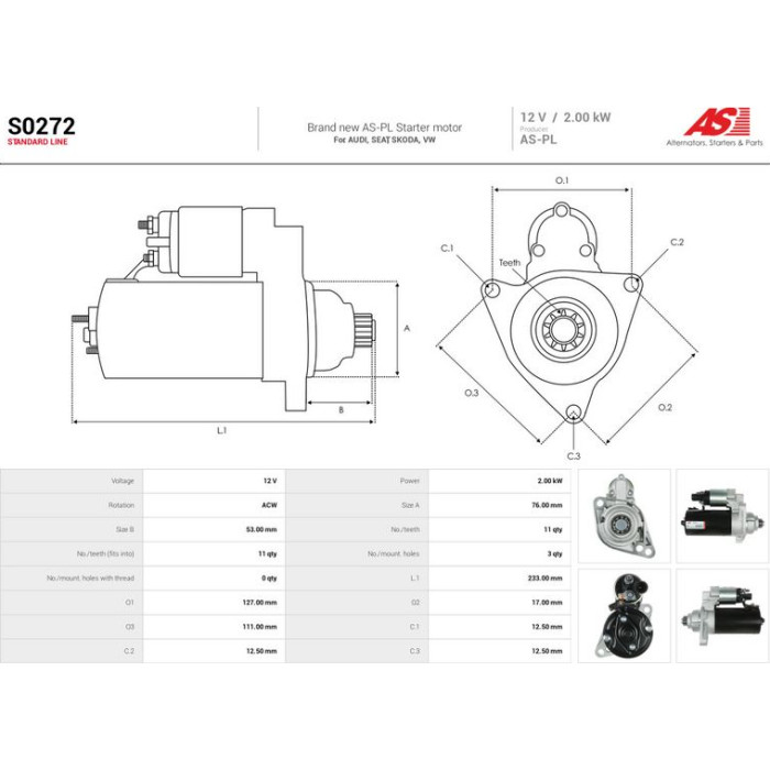 S0272 AS-PL Anlasser (Starter) S0272