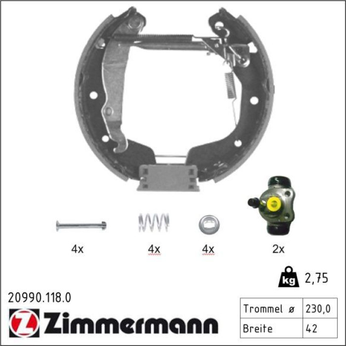 ZIMMERMANN Bremsbacken 20990.119.8 ZIMMERMANN Bremsbacken 20990.119.8