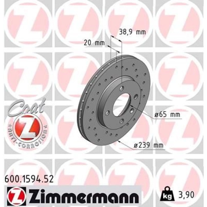 Zimmermann 17 481 010 Sport Bremsscheibe Vorderachse Sport 600.1594.52 Zimmermann 17 481 010 Sport Bremsscheibe Vorderachse Sport 600.1594.52