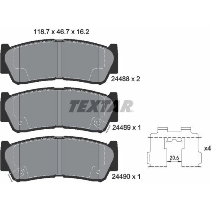 Textar Bremsbelagsatz 2448801 Textar Bremsbelagsatz 2448801