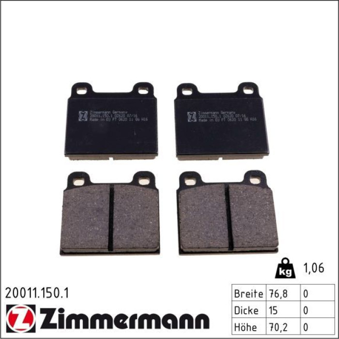 20011.150.1 ZIMMERMANN Bremsbeläge 20011.150.1 20011.150.1 ZIMMERMANN Bremsbeläge 20011.150.1