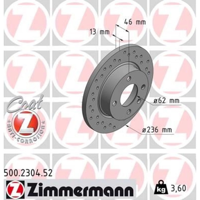 Zimmermann 78 481 004 Sport Bremsscheibe Vorderachse Sport 500.2304.52 Zimmermann 78 481 004 Sport Bremsscheibe Vorderachse Sport 500.2304.52