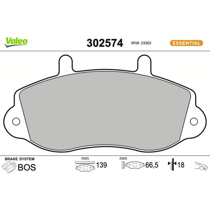 Valeo Bremsbelagsatz 302574 Valeo Bremsbelagsatz 302574