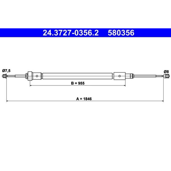 ATE Handbremsseil 24.3727-0356.2 ATE Handbremsseil 24.3727-0356.2
