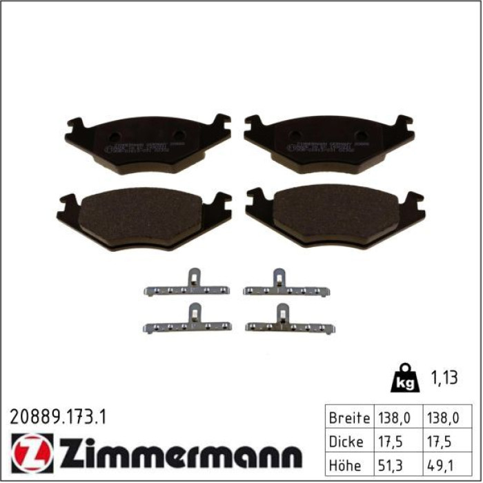 ZIMMERMANN Bremsbeläge 20889.173.1 ZIMMERMANN Bremsbeläge 20889.173.1