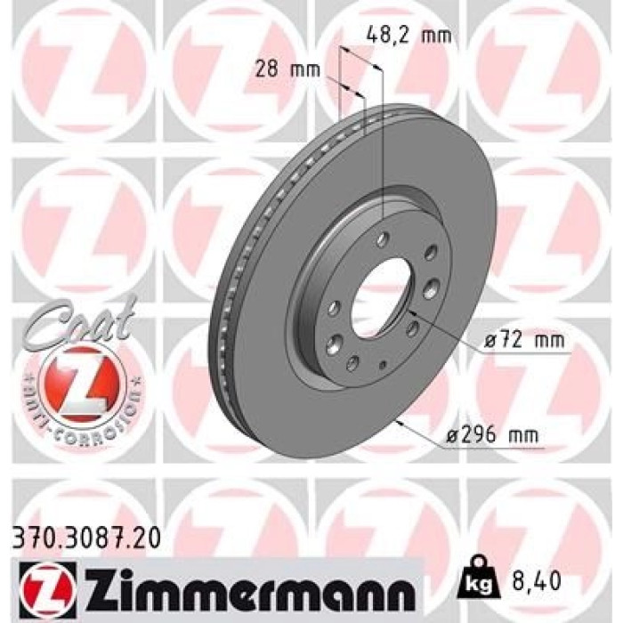 Zimmermann Bremsscheibe Vorderachse 370.3087.20
