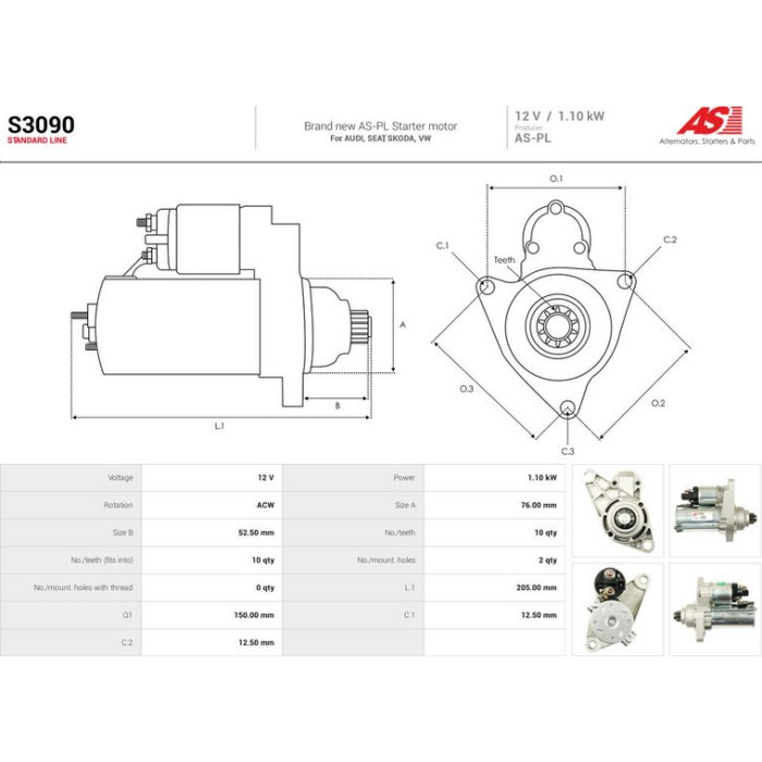 S3090 AS-PL Anlasser (Starter) S3090